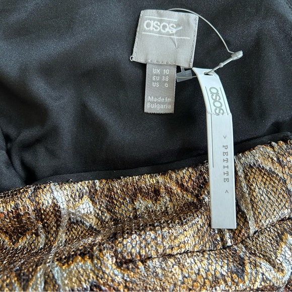 NWT ASOS | One Shoulder Long Sleeve Snake Skin Top - Picture 4 of 5